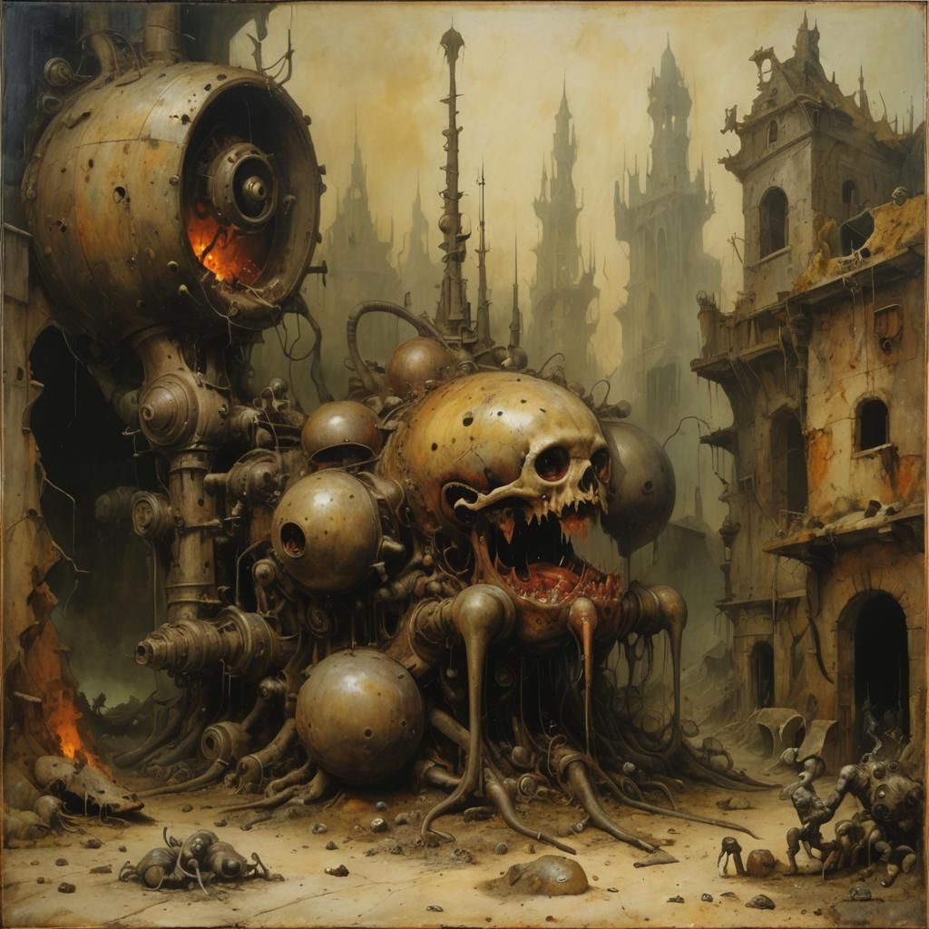 Grimdark Organic Machine in Smoking Ruins