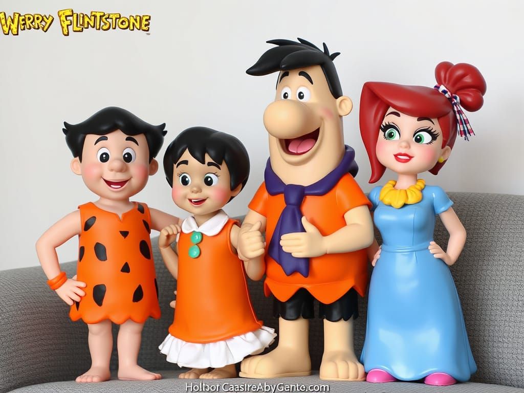 Fred Flintstone, Wilma Flintstone, Barney Rubble, Betty Rubb...