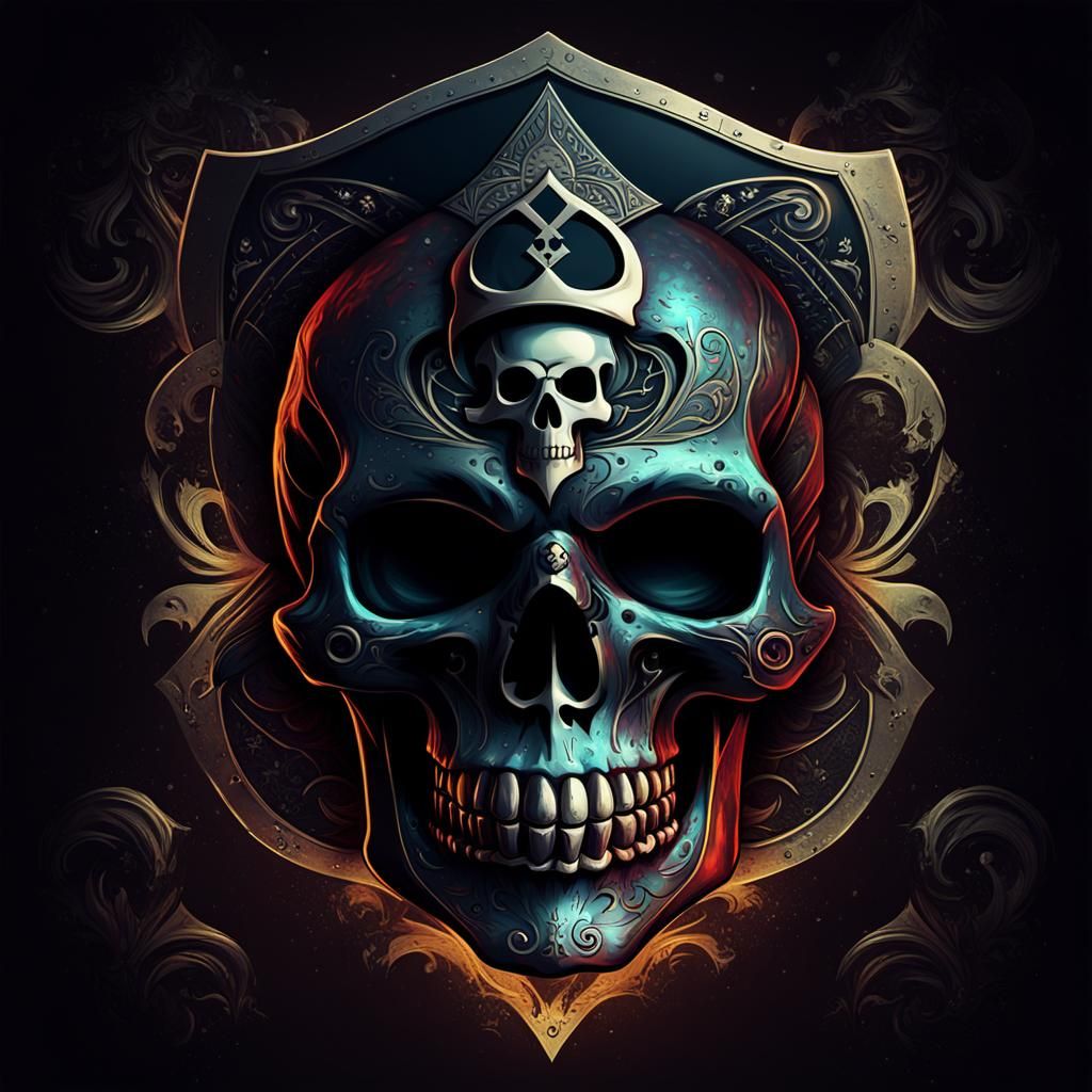 Skull and Ace of Spades Dark Gothic Art