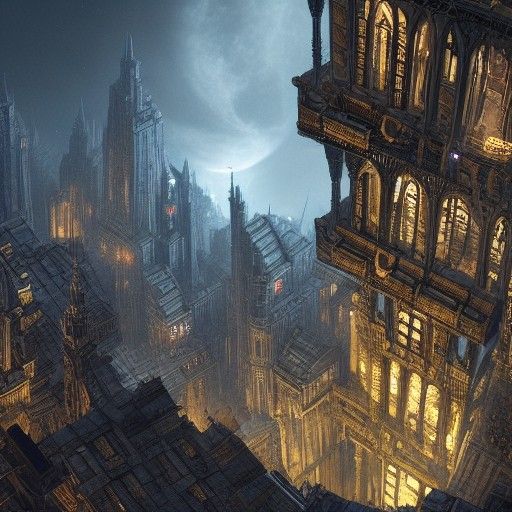Dramatic Underhive Cathedral Digital Matte Painting