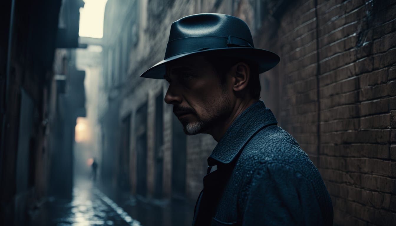 Mysterious Figure Illuminated in Dark Alleyway