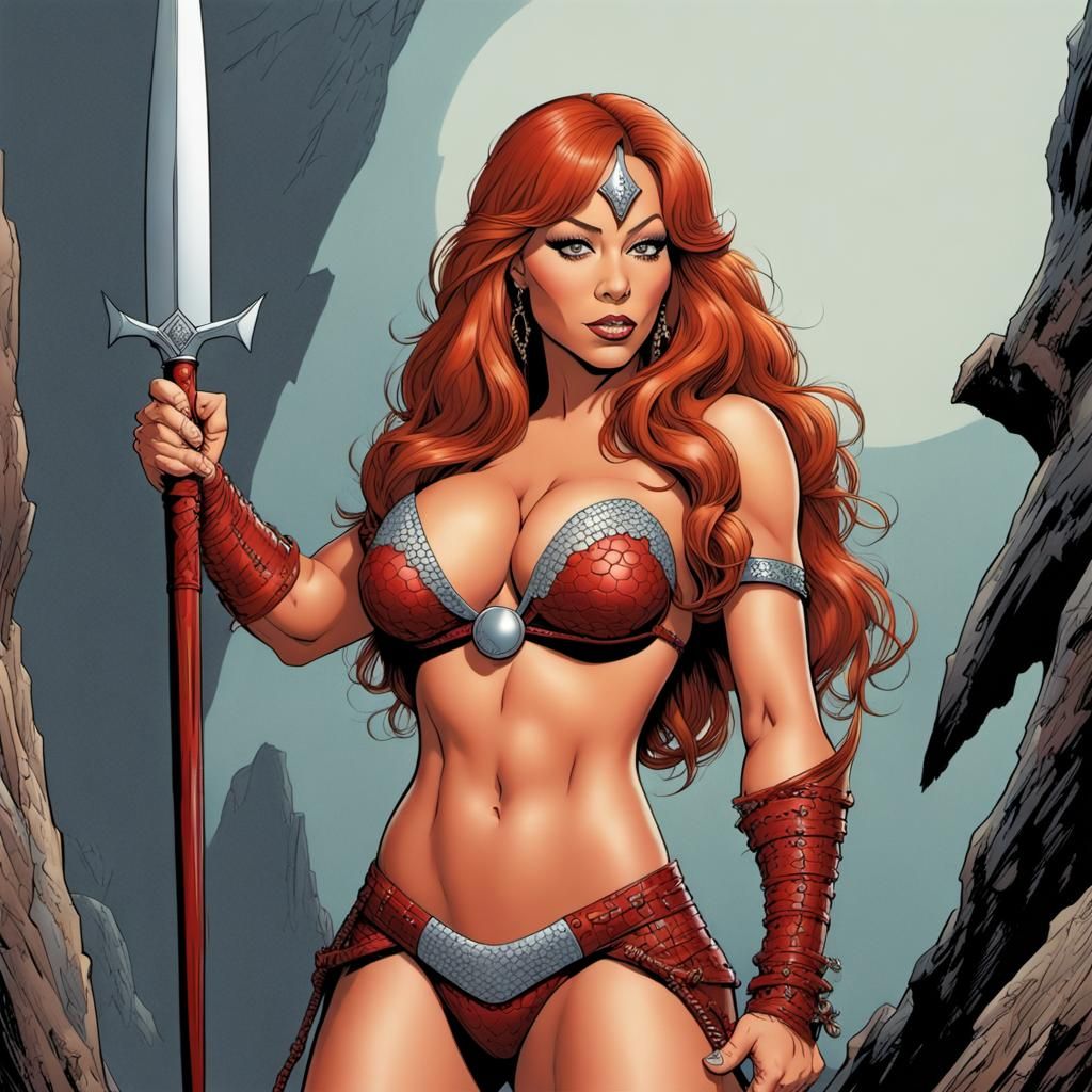 Red Sonja in John Romita Comic Style