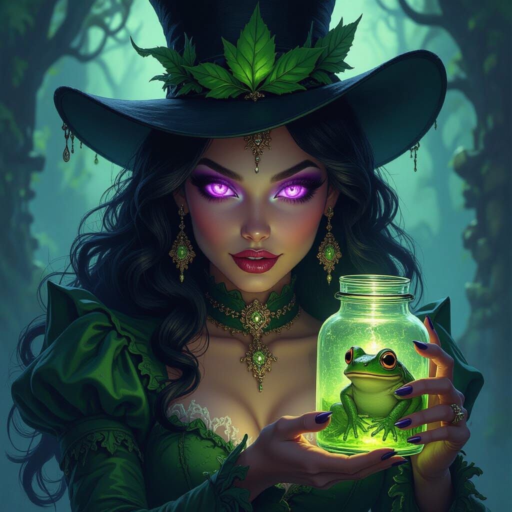 Evil Princess Tiana in Voodoo Attire with Glowing Eyes