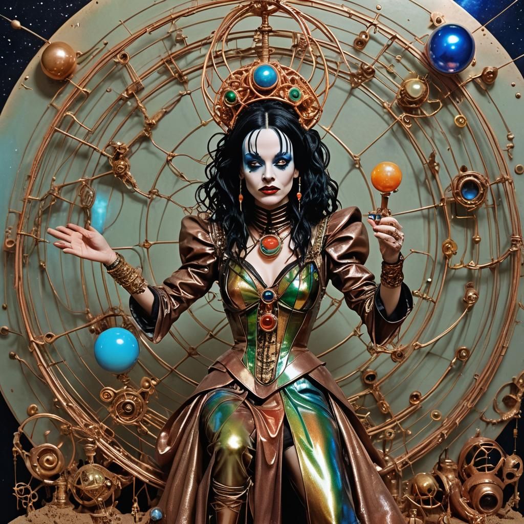 Futuristic Queen in Psychedelic Numptypunk Style