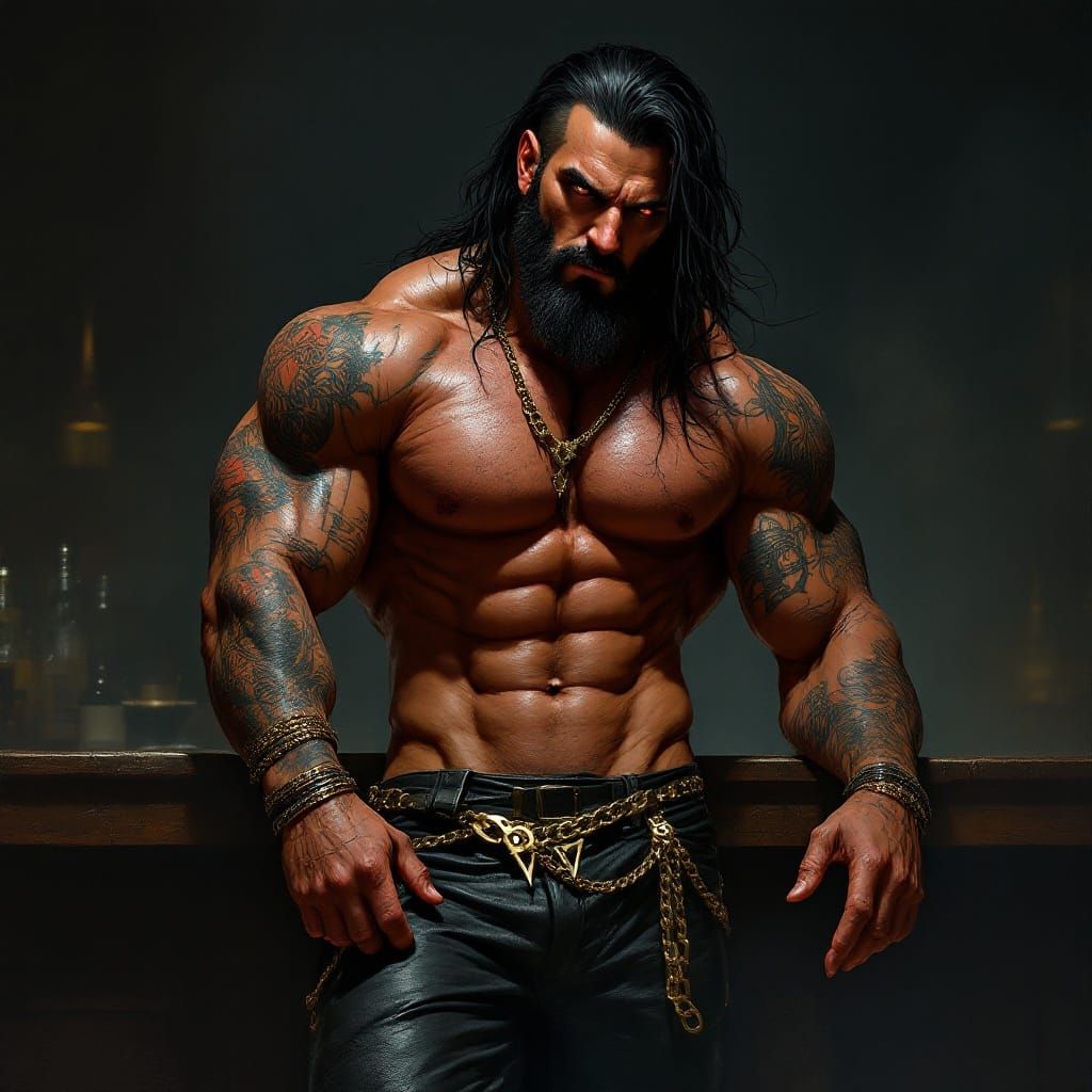 Mars God of War in Cyberpunk Bar Scene