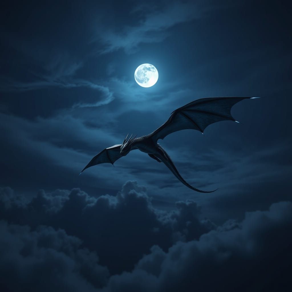 Ethereal Dragon Under Starlit Skies