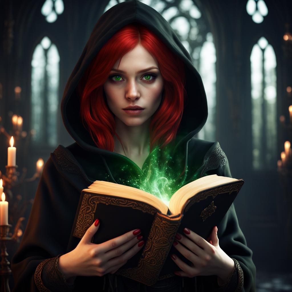 Girl with Magic Book: Fantasy Concept Art