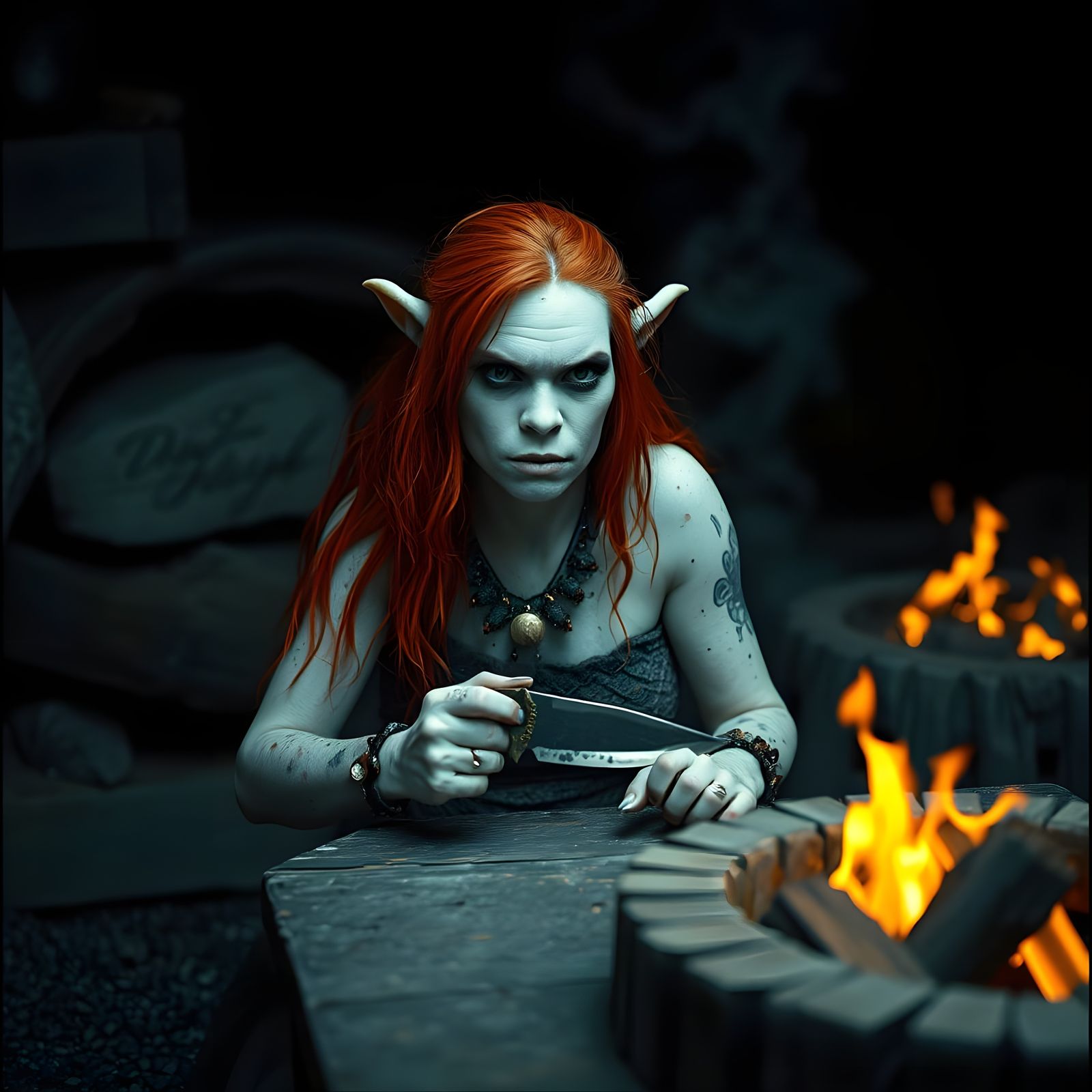 Epic Female Ogre in Cinematic Film Still