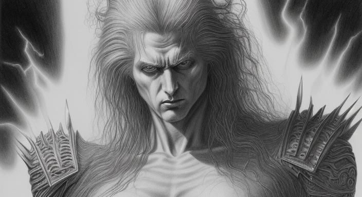 AI Antichrist Pencil Drawing in Boris Vallejo Style