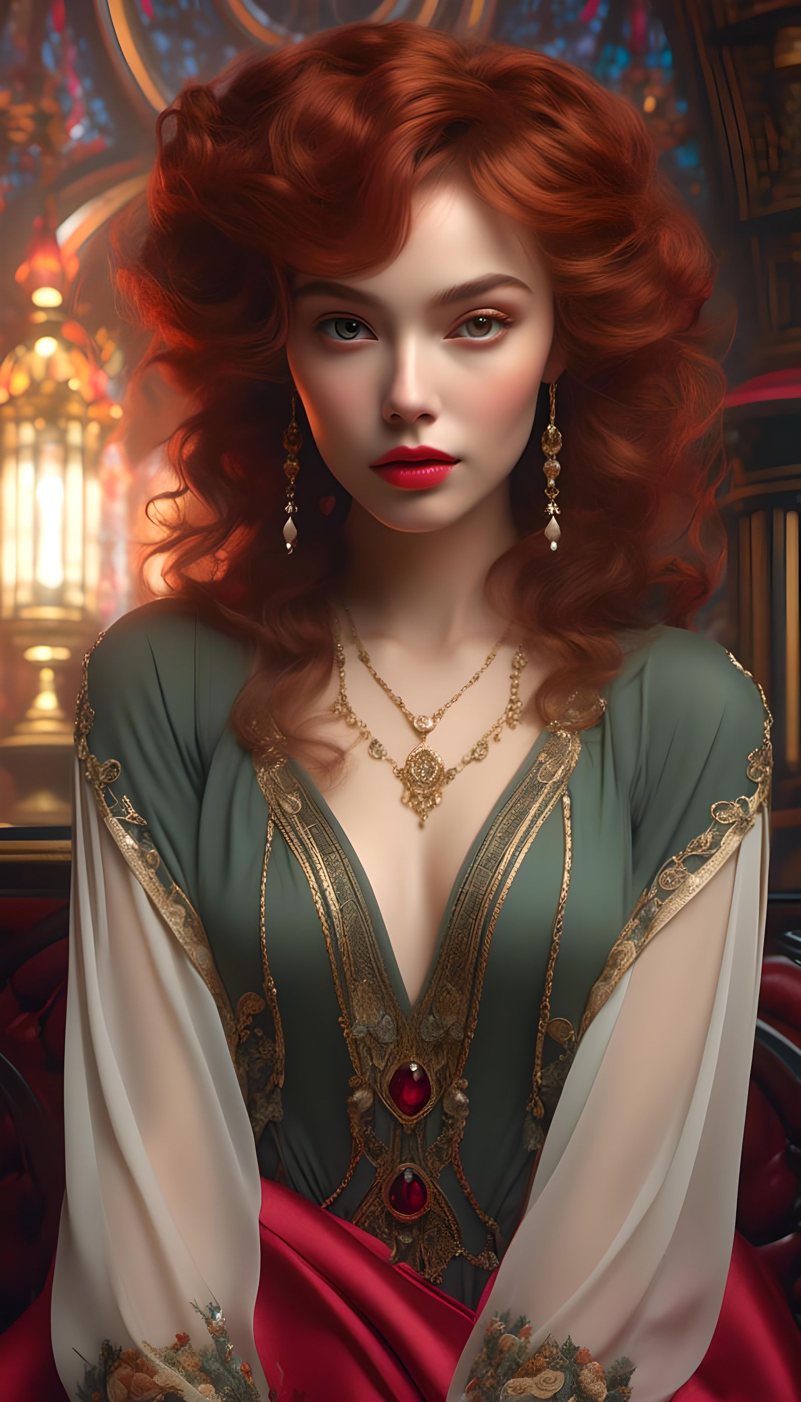 Hyperrealistic Vampire Woman Portrait in Dramatic Lighting