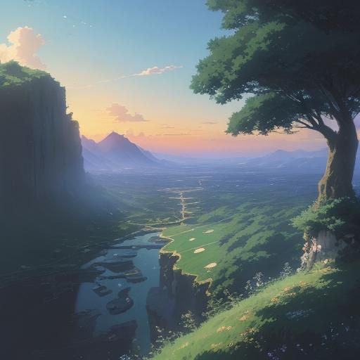 Anime Key Visual in Studio Ghibli Style