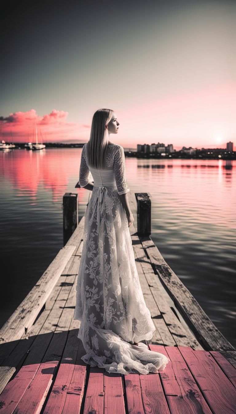 Infrared Vision of a Beautiful Girl at Sunset