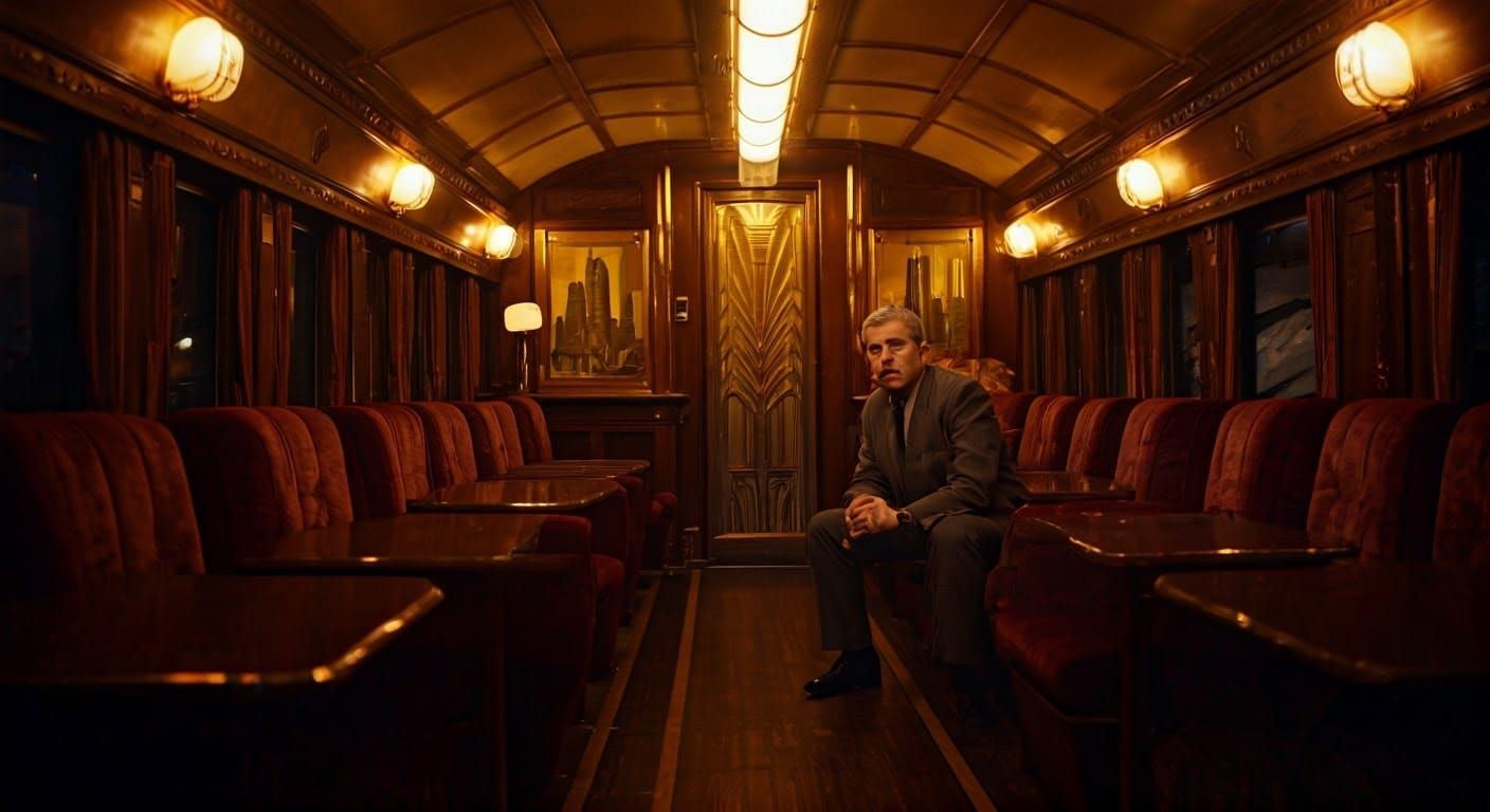 Philip Marlowe in Opulent Pullman Lounge, Film Noir