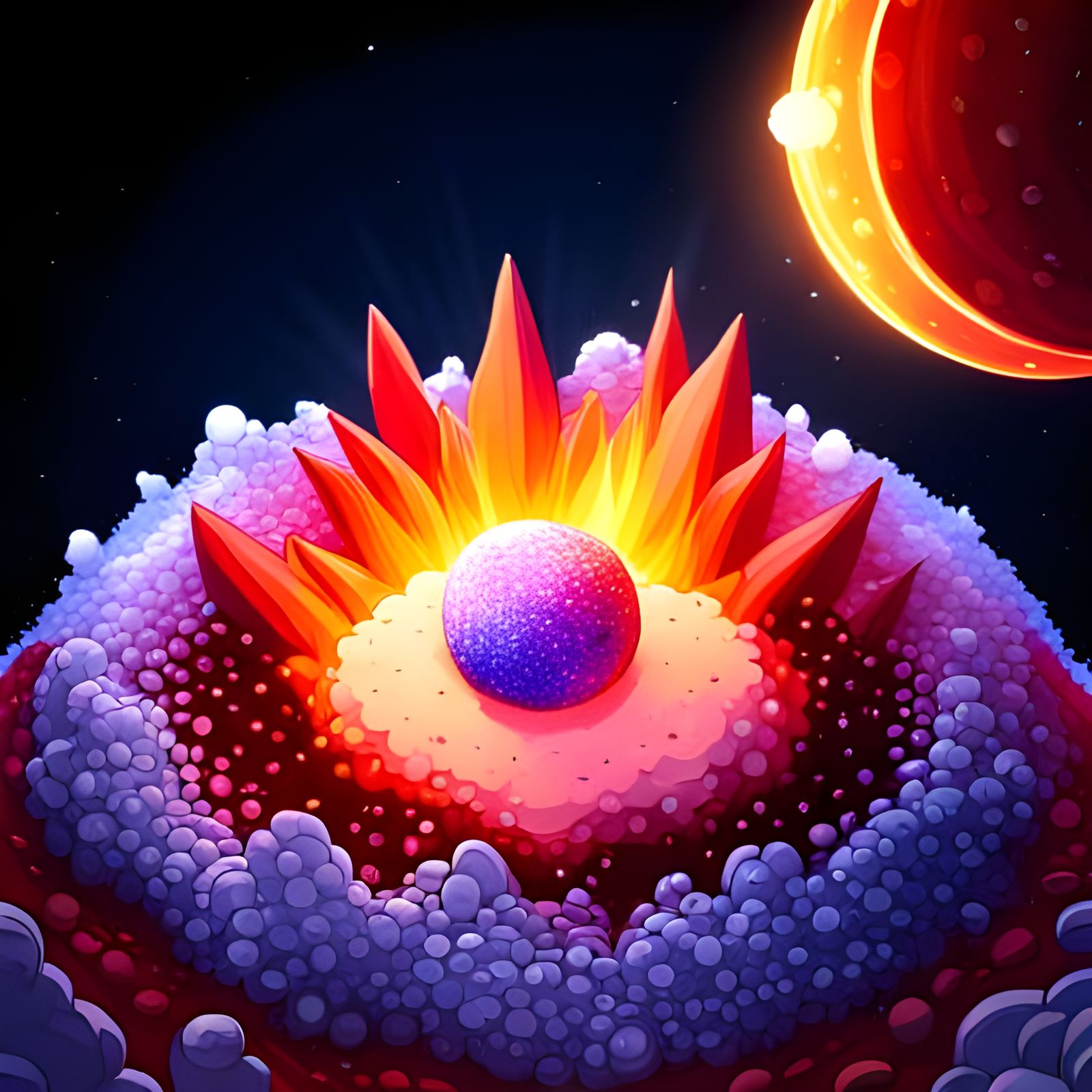 Volcanic Chibi Bubble with Glitter Lava - 3D Render