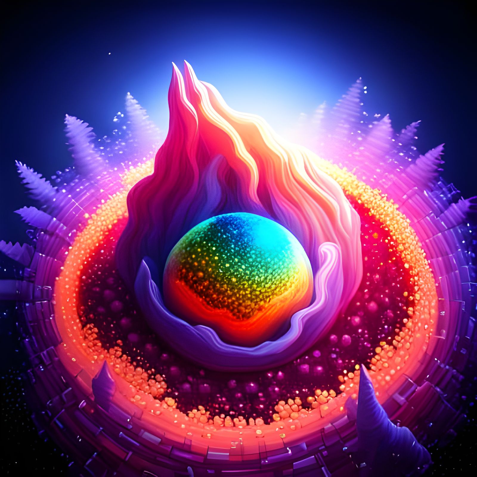 Colorful Erupting Lava Volcanos in 3D Chibi Bubble