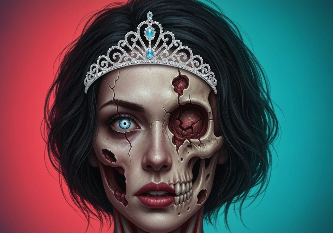 Zombie Prom Queen Portrait in Hyperrealistic Style