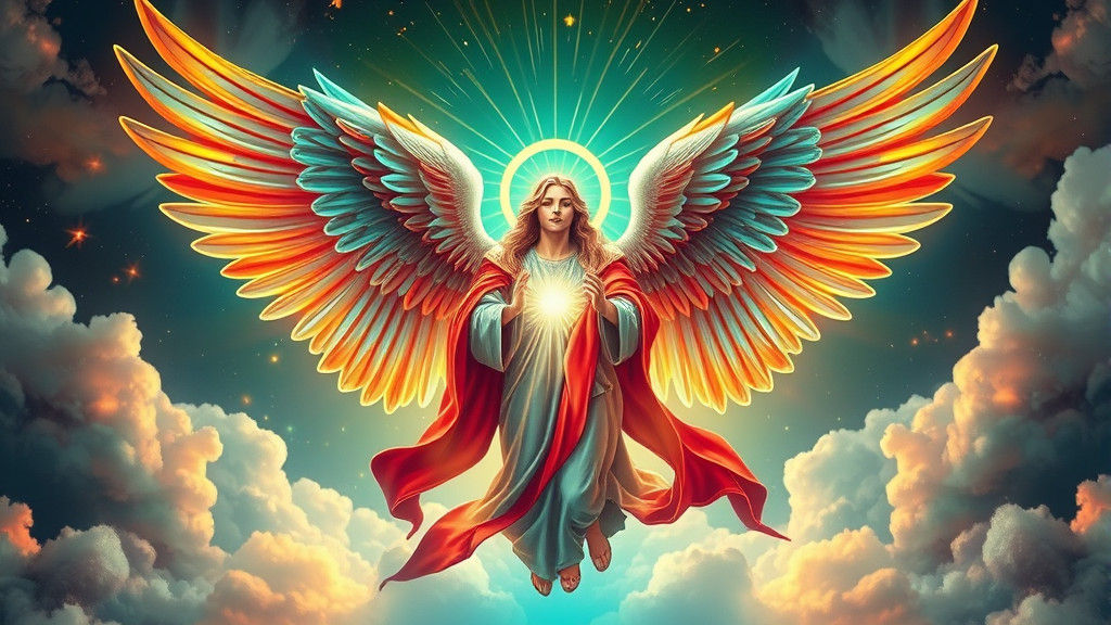 Angel Gabriel's Fiery Wings Holding Metatron's Cube