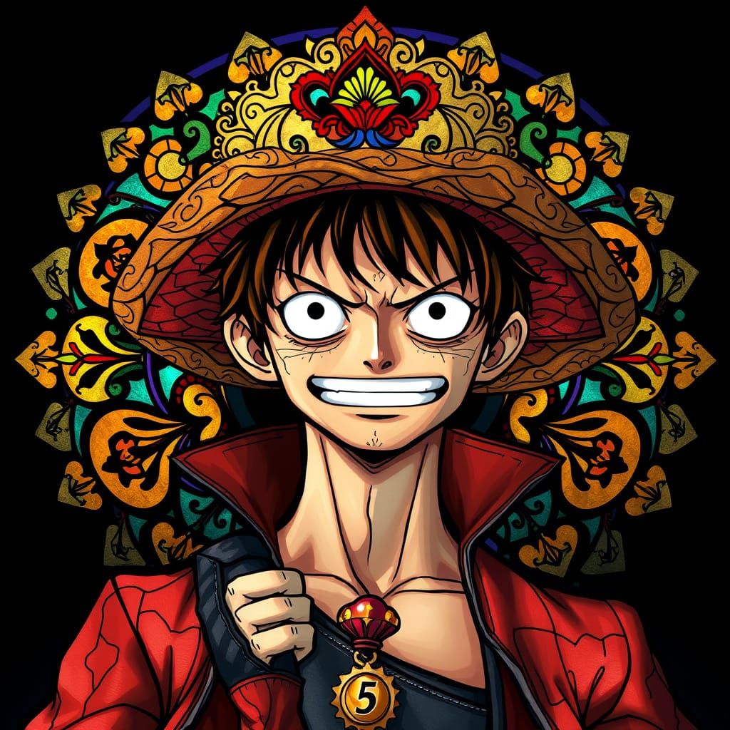 Monkey D. Luffy in Vibrant Art Nouveau-Inspired Gear 5