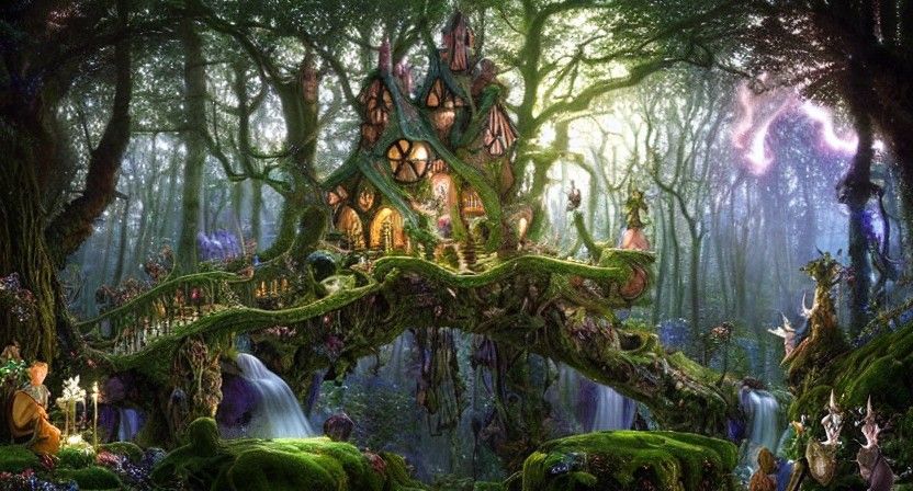 Magical Forest at Twilight in 3D Art
