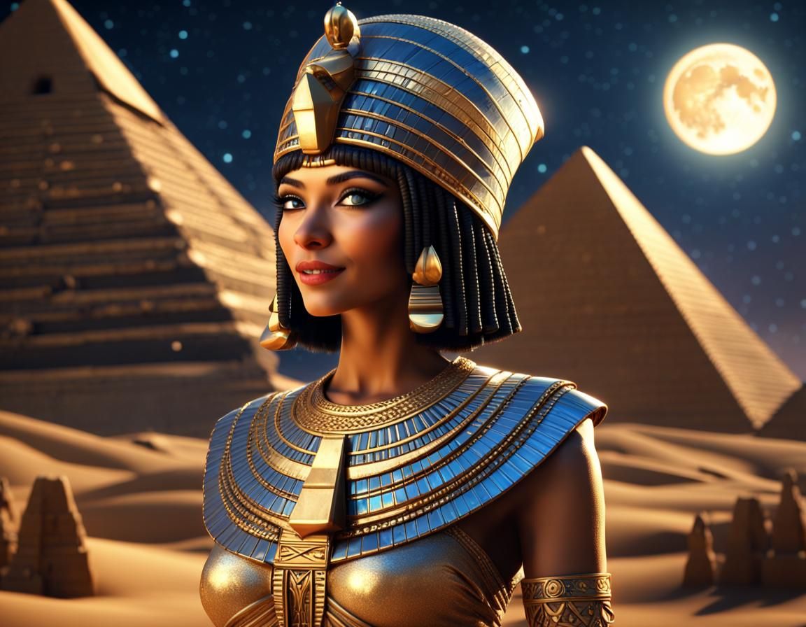 Young Cleopatra Standing In The Moonlight