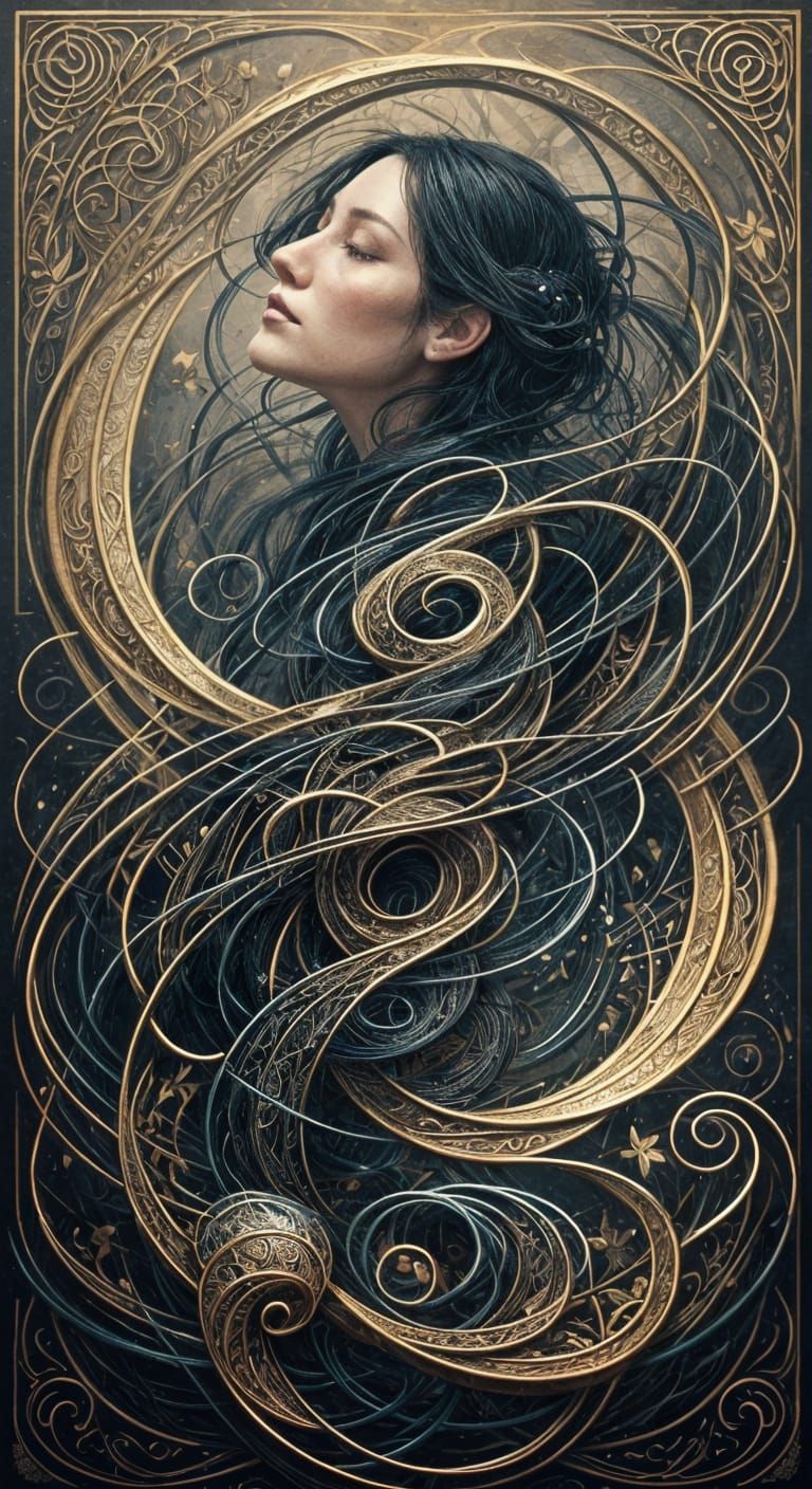 Magical Fantasy Art with Cursive Calligraphy