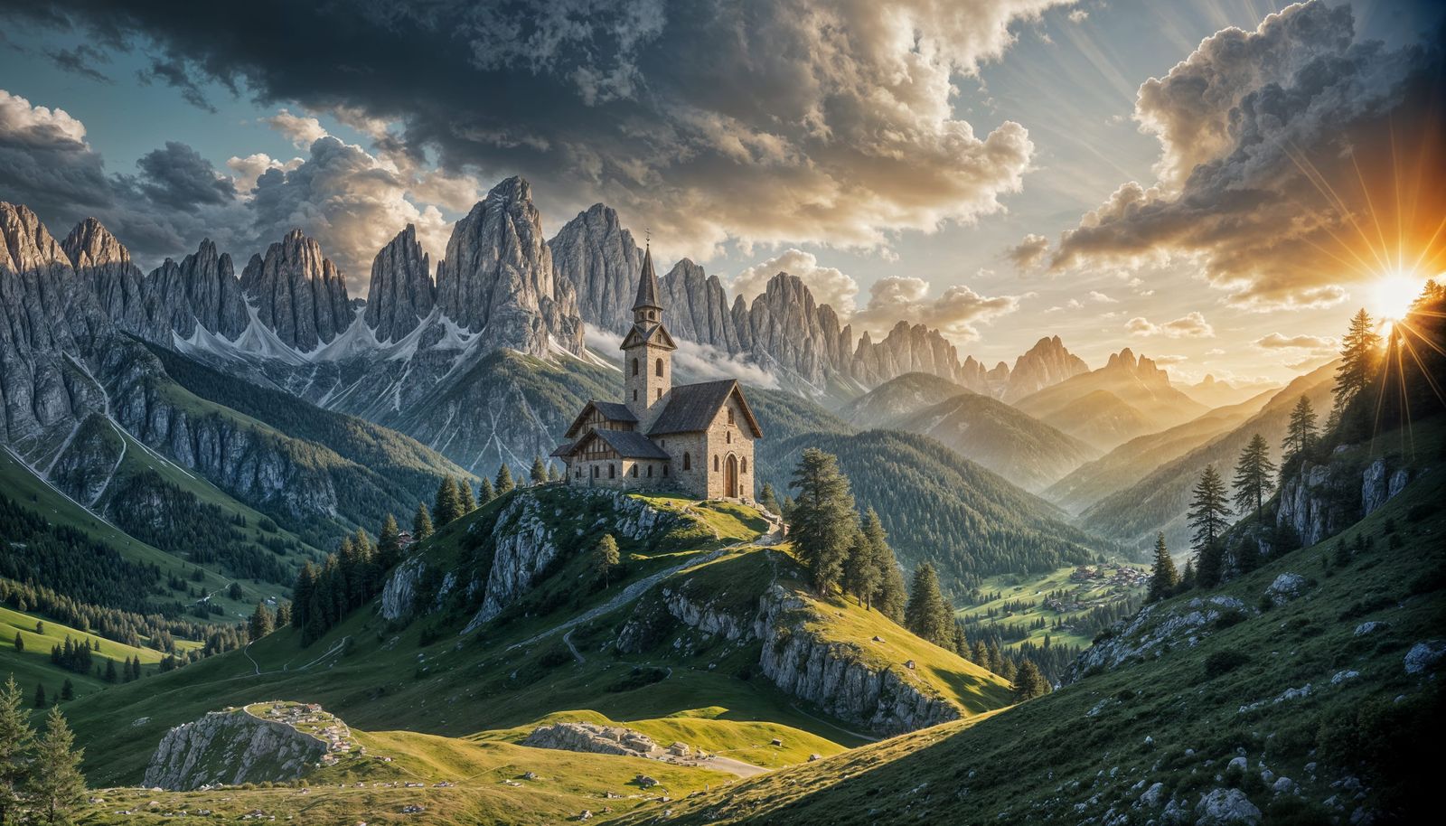 Picturesque Alpine Village in the Dolomites: Photorealistic ...