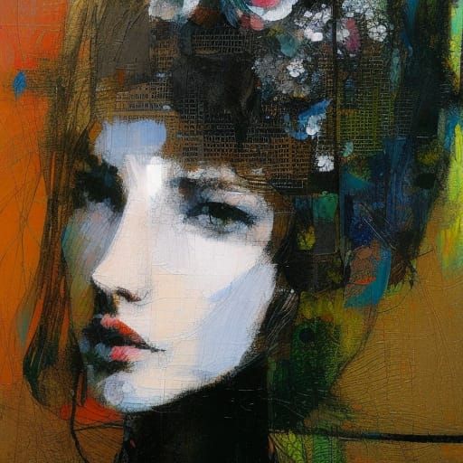 Girl with Flowers: Surrealist Portrait