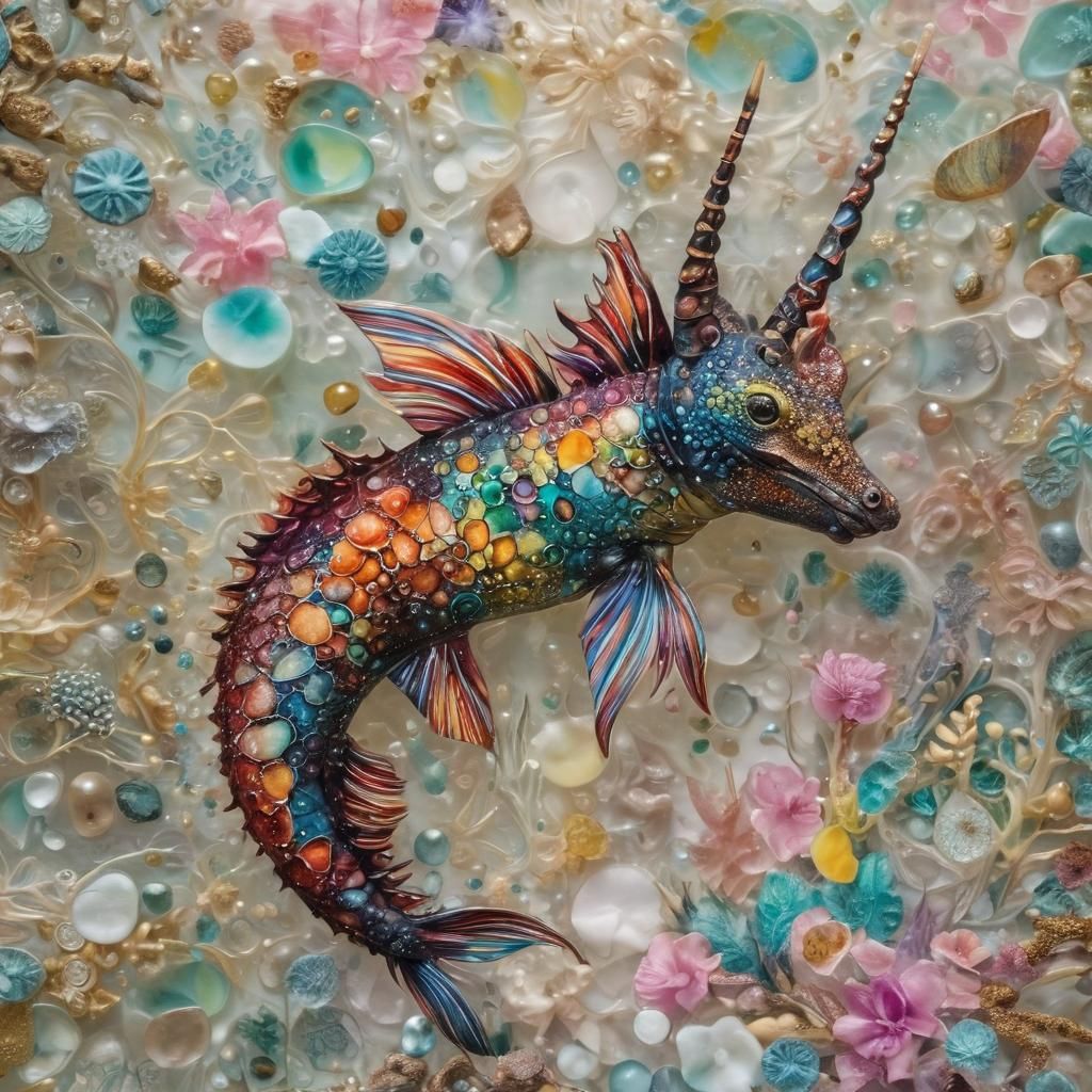 Rainbow Unicorn Moray in Cottagecore Style