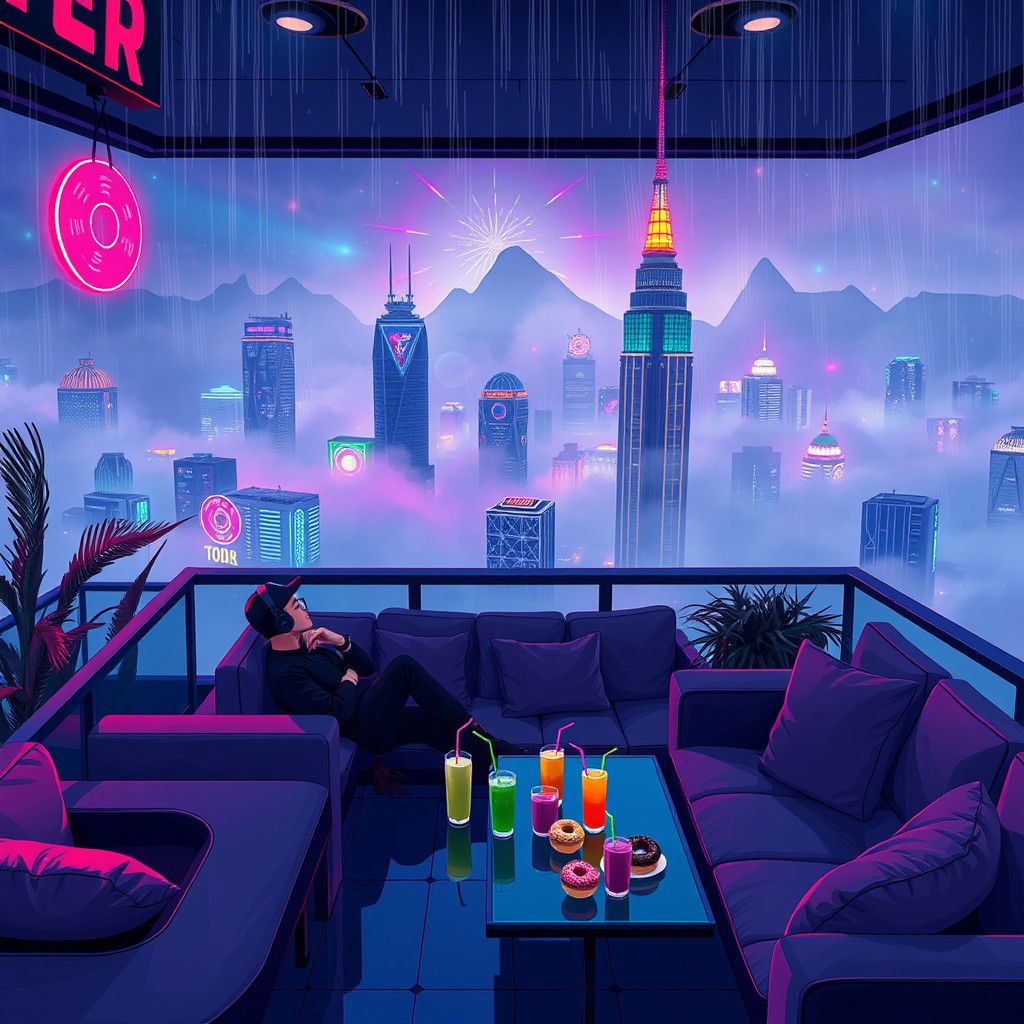 Futuristic Balcony Scene in Studio Trigger Style