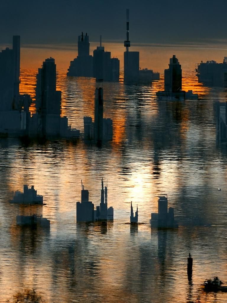 Sunset Cityscape Reflection