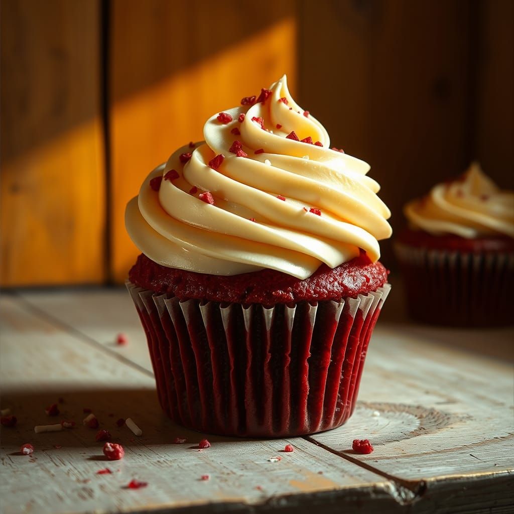 Decadent Red Velvet Cupcake in Dutch Masters Style