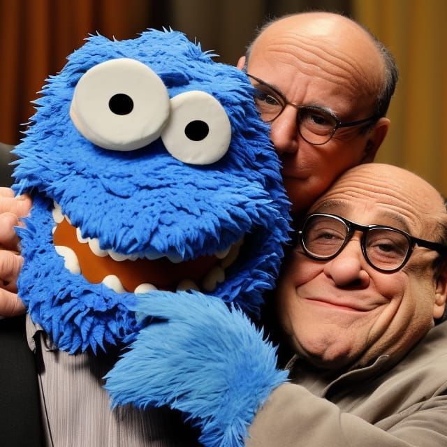 Cookie Monster Kisses Danny DeVito