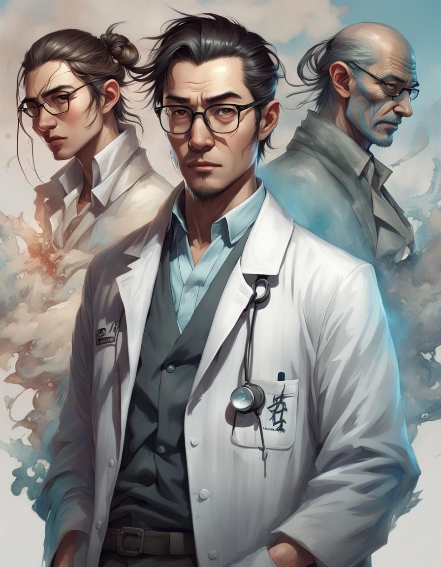 Chinese Doctor Portrait in Hyperdetailed Style