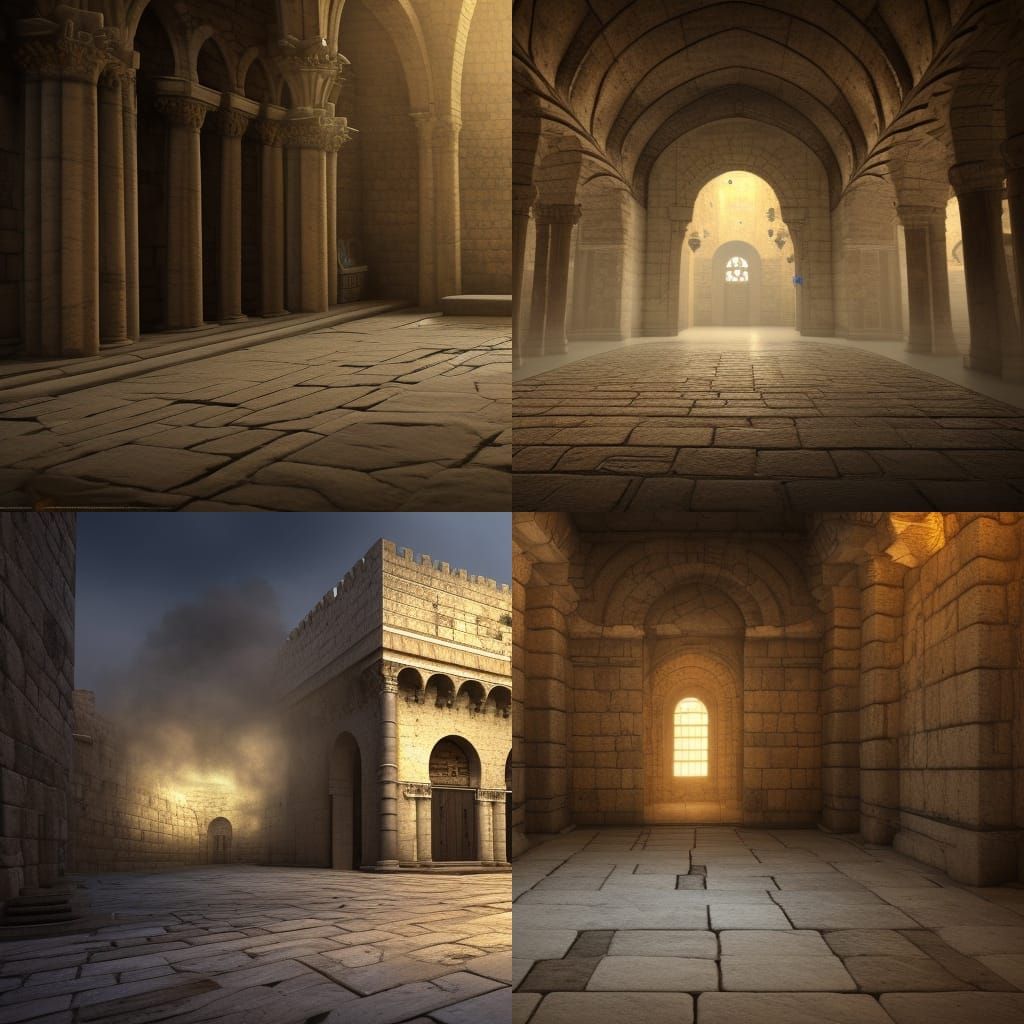 Jerusalem Stone Floor with Smoke: Detailed Matte Painting