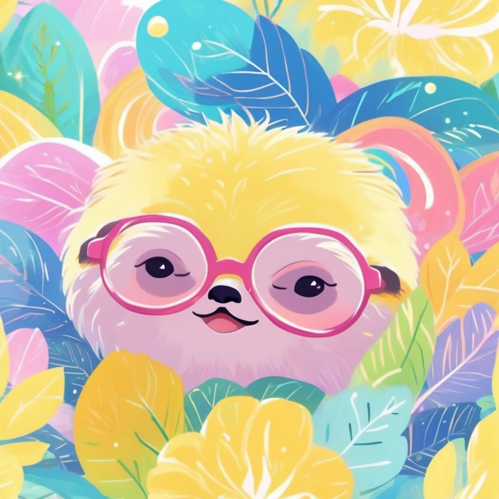 Kawaii Sloth and Moth in Studio Ghibli Style