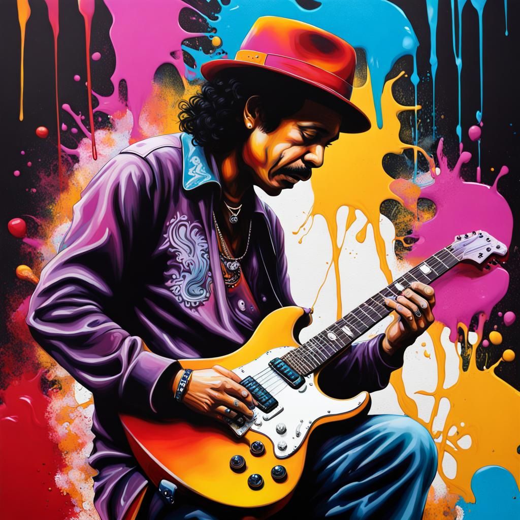 Guitarist in Graffiti Art Style