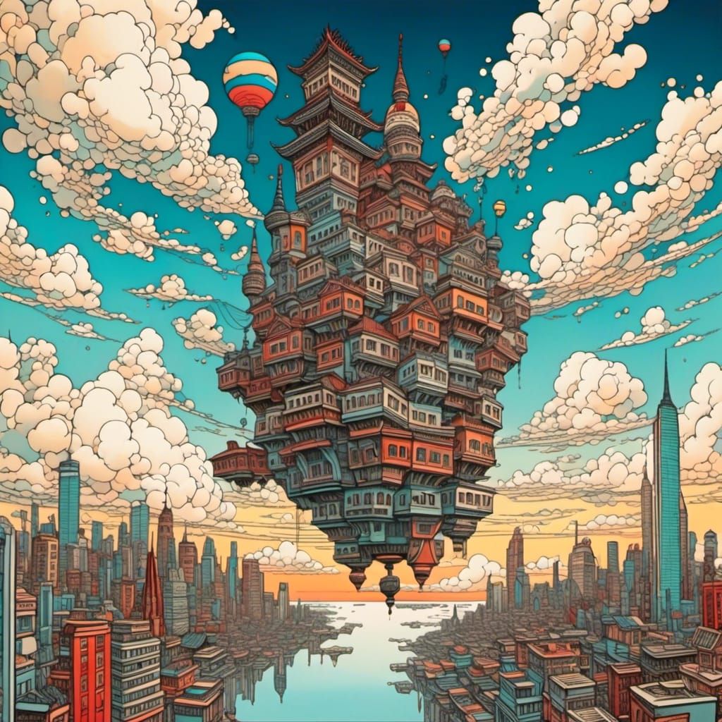 City in the Sky: Retro-Futuristic Digital Art