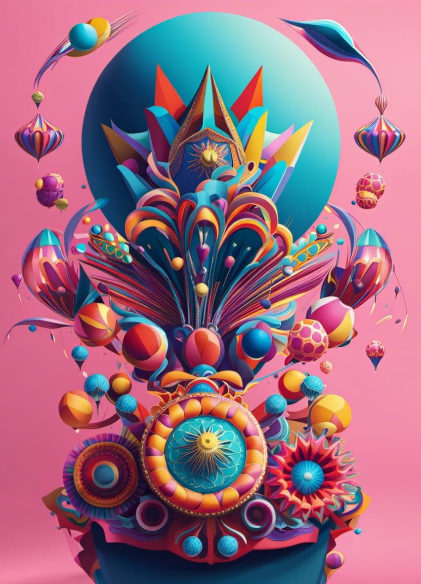 Acrobats Dance in a Geometric Circus, Detailed Fantasy