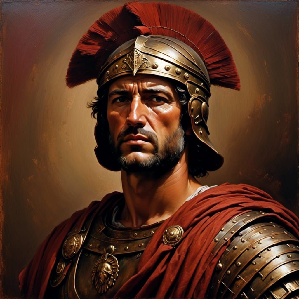 Roman Centurion Portrait in Oil Painting Style