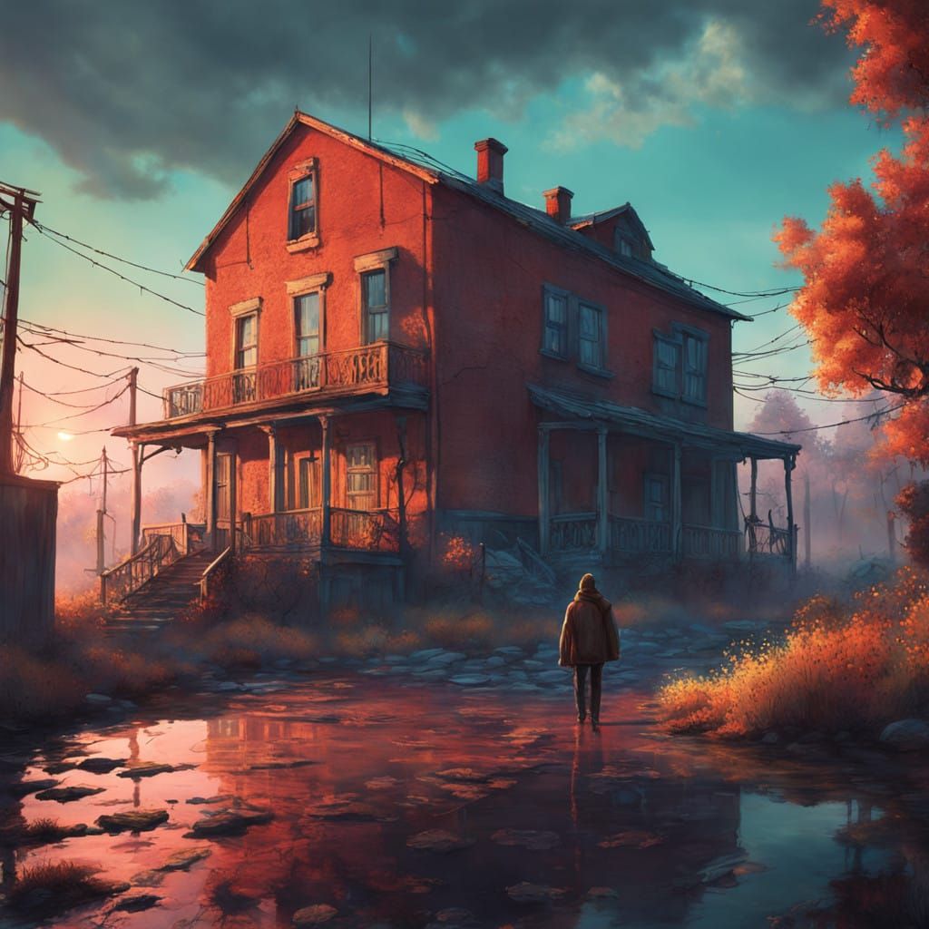 Figure Beckoned by Shadowy Doppelganger in Mystical Realm