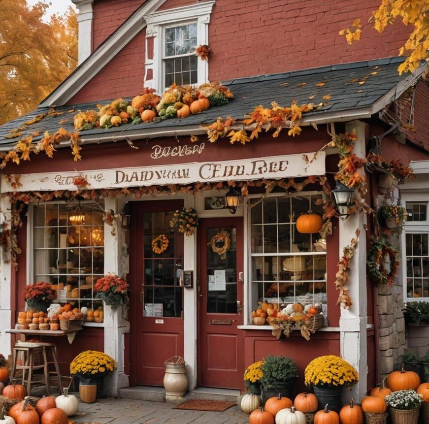 Rustic Fantasy Dairy Shop Exterior in Autumn
