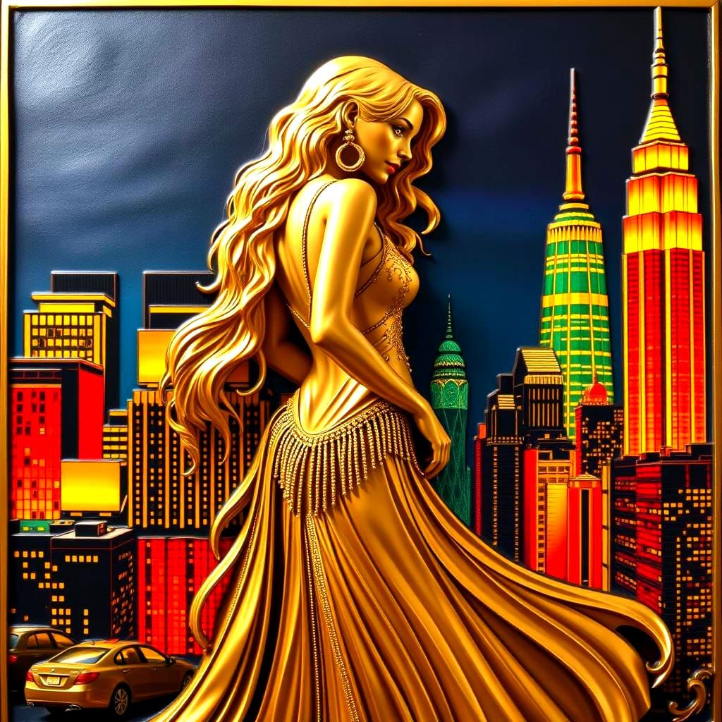 Art Deco Gold Sculpture of a Beautiful Woman