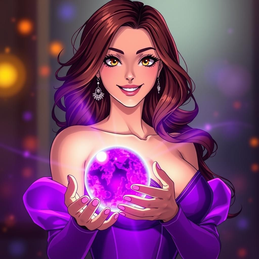 Anime Woman with Purple Energy Ball