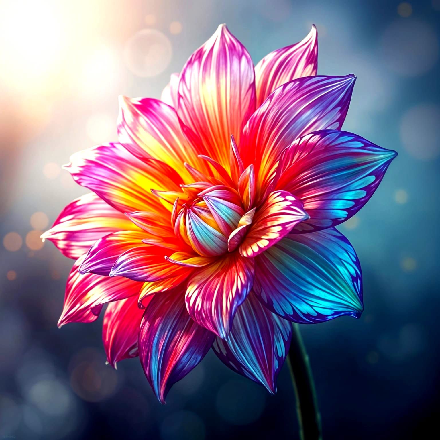 Epic Kaleidoscopic Flower in Celestial Hues