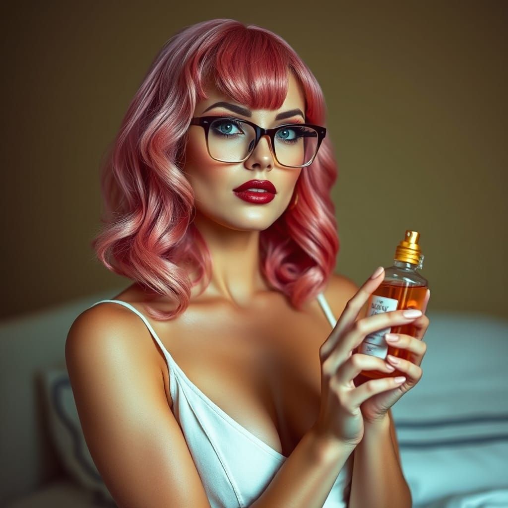 Sultry Pinup Girl in Sheer White Dress