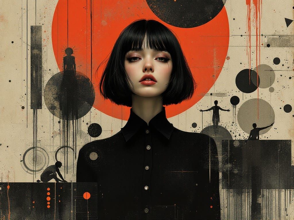 Surreal Portrait in Muted Colors, Hyper-Realistic Figure Eme...