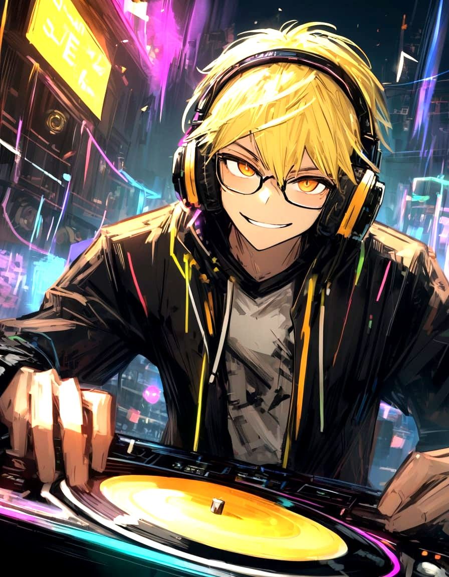 Cyberpunk DJ in a Neon Nightclub