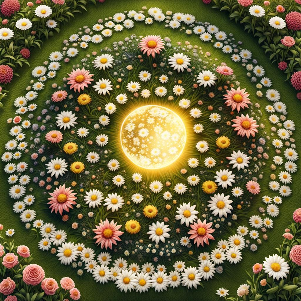 Victorian Flower Field in a Spiral Pattern