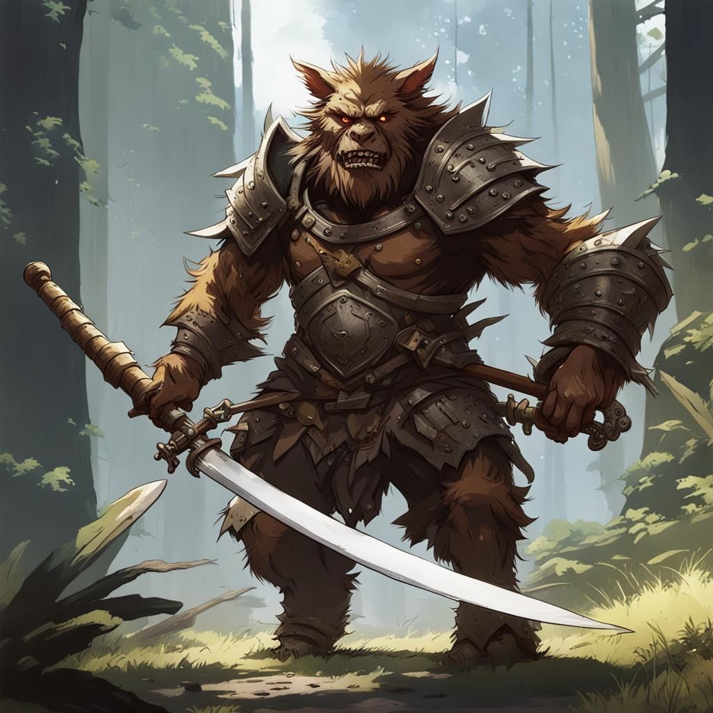 Bugbear Fighter in Anime Style with Glaive