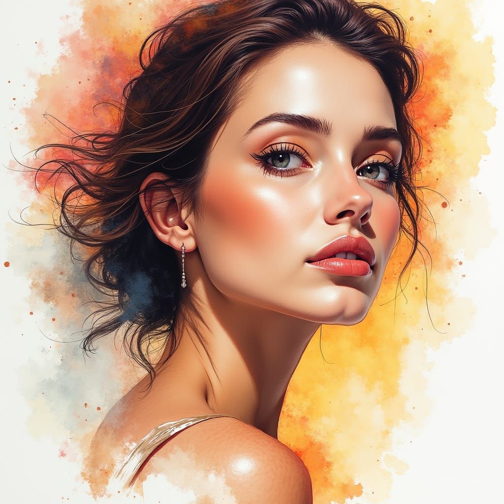 Vibrant Portrait of a Stunning Woman in Alcohol Ink